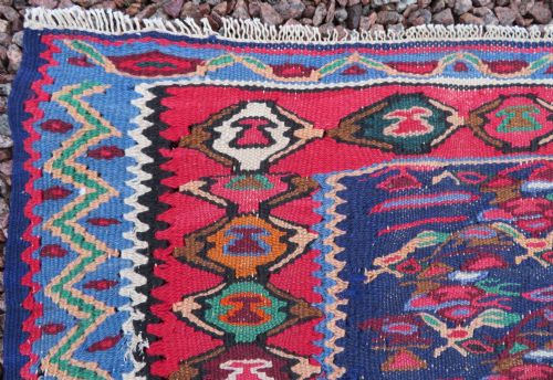 ANTIQUE KURDISH SENNEHBIJAR KILIM WEST PERSIA 234CM X 150CM - ADDITIONAL PHOTO 25