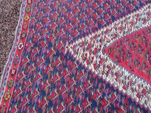 ANTIQUE KURDISH SENNEHBIJAR KILIM WEST PERSIA 234CM X 150CM - ADDITIONAL PHOTO 26