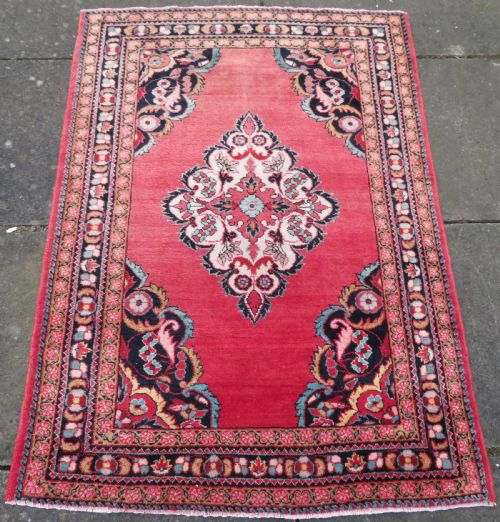 ATTRACTIVE ANTIQUE JOZAN VILLAGE RUG WEST CENTRAL PERSIA 155CM X 109CM - ADDITIONAL PHOTO 1