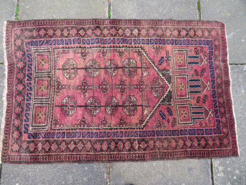 OLD AFGHAN TURKMEN SEHMIHRAB KIZIL AYAK PRAYER RUG 143CM X 90CM - ADDITIONAL PHOTO 2