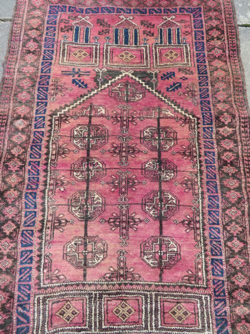 OLD AFGHAN TURKMEN SEHMIHRAB KIZIL AYAK PRAYER RUG 143CM X 90CM - ADDITIONAL PHOTO 3
