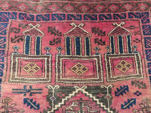 OLD AFGHAN TURKMEN SEHMIHRAB KIZIL AYAK PRAYER RUG 143CM X 90CM - ADDITIONAL PHOTO 4