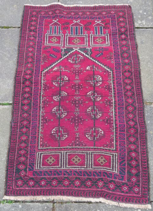 OLD AFGHAN TURKMEN SEHMIHRAB KIZIL AYAK PRAYER RUG 143CM X 90CM - ADDITIONAL PHOTO 15