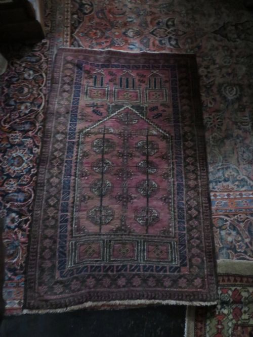 OLD AFGHAN TURKMEN SEHMIHRAB KIZIL AYAK PRAYER RUG 143CM X 90CM - ADDITIONAL PHOTO 17