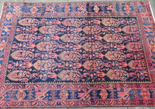 fig 2. ANTIQUE HAMADAN VILLAGE RUG. WITH BOTEHS & LONE TRIBAL FIGURE. NORTH WEST PERSIA. 201CM X 133CM.