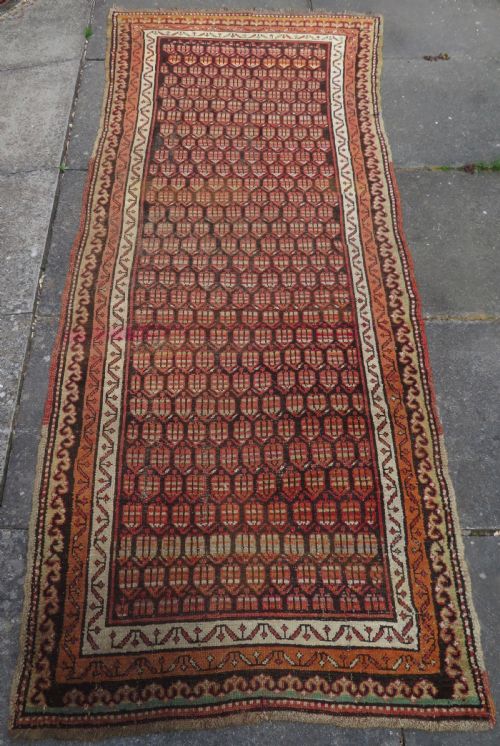 fig 1. ANTIQUE KURDISH LONG RUG RUNNER. (SARAB DESIGN) KURDISH HOMELANDS NORTH WEST PERSIA. 266CM X 112CM