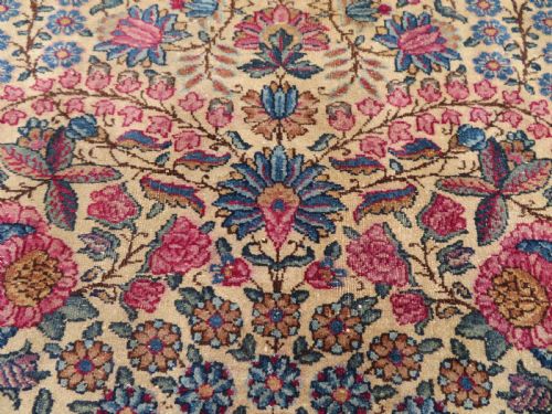 PAIR ANTIQUE IVORY GROUND FLORAL KERMAN KIRMAN RUGS SOUTH PERSIA 174CM X 90CM - ADDITIONAL PHOTO 12