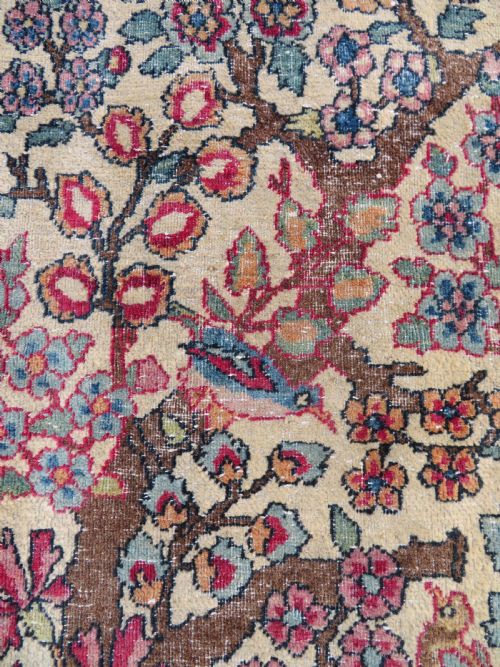 GOOD ANTIQUE 19THC COUNTRY HOUSE ISFAHAN TREE OF LIFE RUG CIRCA 1880S 209CM X 140CM - ADDITIONAL PHOTO 5