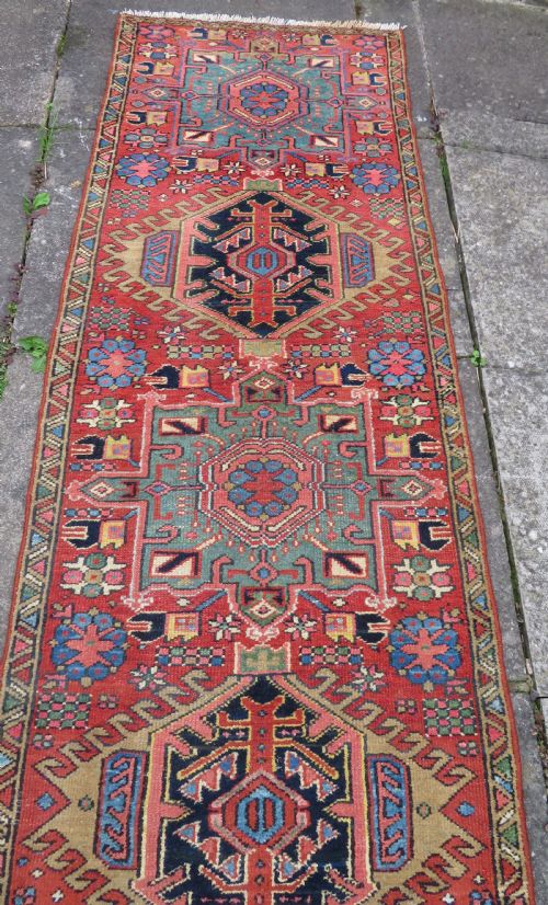 ANTIQUE HERIZ KARAJA NARROW RUNNER RUG NORTH WEST PERSIA 338CM X 82CM ONLY 82CM WIDE - ADDITIONAL PHOTO 15