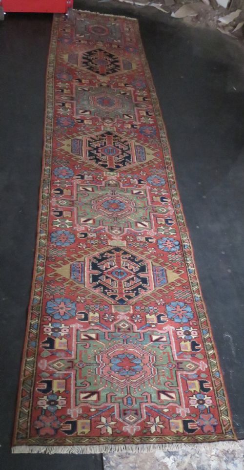 ANTIQUE HERIZ KARAJA NARROW RUNNER RUG NORTH WEST PERSIA 338CM X 82CM ONLY 82CM WIDE - ADDITIONAL PHOTO 24