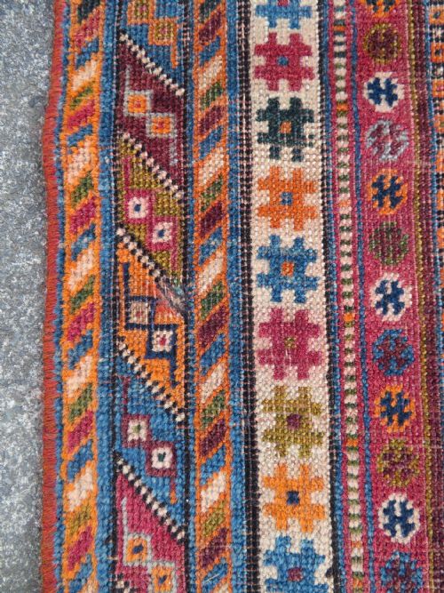 ANTIQUE QASHQAI RUG FARS PROVINCE SOUTH WEST PERSIA 219CM X 118CM - ADDITIONAL PHOTO 11