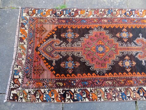 ANTIQUE KURDISH NARROW RUNNER RUG BIRDS PERCHED ON TREES NORTH WEST PERSIA 340CM X 89CM - ADDITIONAL PHOTO 2