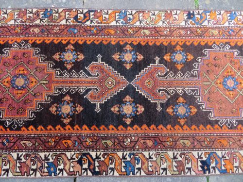 ANTIQUE KURDISH NARROW RUNNER RUG BIRDS PERCHED ON TREES NORTH WEST PERSIA 340CM X 89CM - ADDITIONAL PHOTO 3
