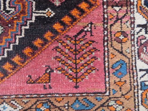 ANTIQUE KURDISH NARROW RUNNER RUG BIRDS PERCHED ON TREES NORTH WEST PERSIA 340CM X 89CM - ADDITIONAL PHOTO 7