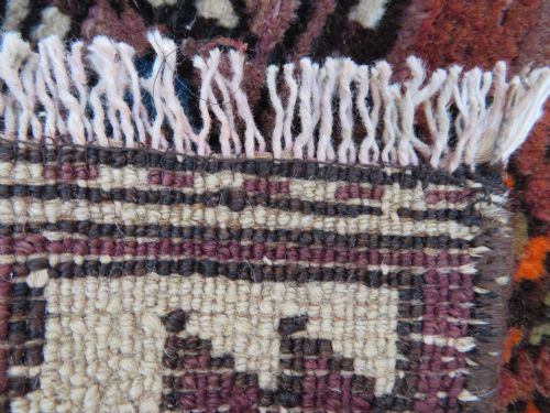 ANTIQUE KURDISH NARROW RUNNER RUG BIRDS PERCHED ON TREES NORTH WEST PERSIA 340CM X 89CM - ADDITIONAL PHOTO 17