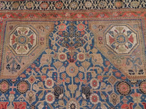 RARE ANTIQUE QASHQAI MILLEFLEURS CARPET LARGE RUG 260CM X 148CM - ADDITIONAL PHOTO 5