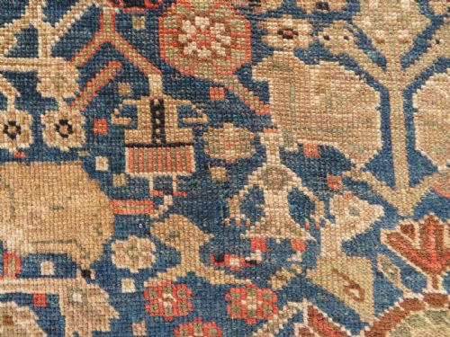 RARE ANTIQUE QASHQAI MILLEFLEURS CARPET LARGE RUG 260CM X 148CM - ADDITIONAL PHOTO 6