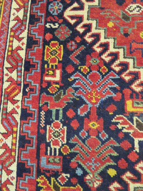 ONE OF A KIND ANTIQUE KHAMSEH TRIBAL RUG 214CM X 135CM - ADDITIONAL PHOTO 9