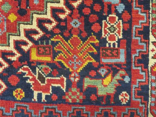 ONE OF A KIND ANTIQUE KHAMSEH TRIBAL RUG 214CM X 135CM - ADDITIONAL PHOTO 13