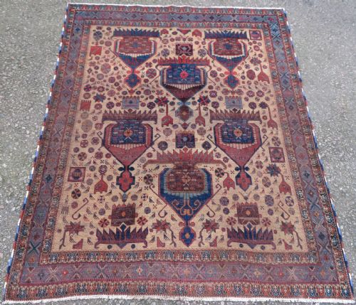 Very Fine & Early Antique Afshar Tribal Rug. South Persia. 178cm X 145cm.