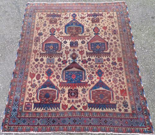 fig 1. VERY FINE & EARLY ANTIQUE AFSHAR TRIBAL RUG. SOUTH PERSIA. 178CM X 145CM.