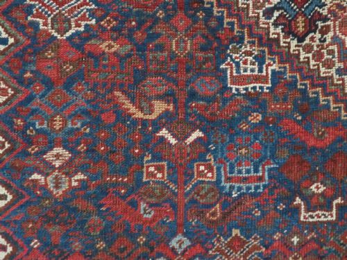 ANTIQUE KHAMSEH TRIBAL MAIN CARPETLARGE SIZED RUG VIBRANT COLOURSPECKING CHICKENSBIRDS ANIMALS 277CM X 184CM - ADDITIONAL PHOTO 6