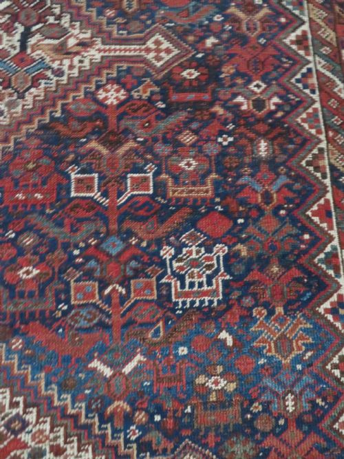 ANTIQUE KHAMSEH TRIBAL MAIN CARPETLARGE SIZED RUG VIBRANT COLOURSPECKING CHICKENSBIRDS ANIMALS 277CM X 184CM - ADDITIONAL PHOTO 8