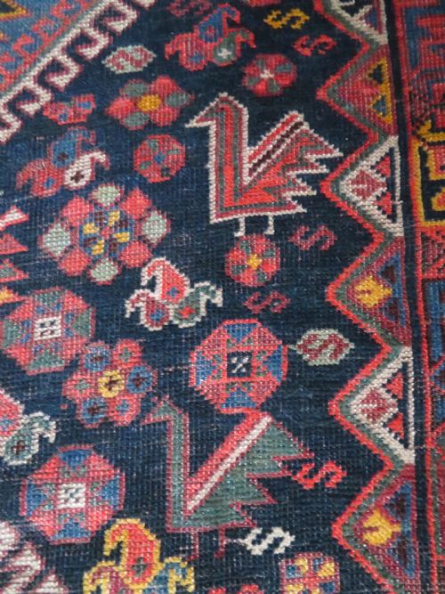 LARGE ANTIQUE QASHQAI MAIN CARPET LARGE RUG SHEKARLU BORDERFILLED WITH TRIBAL MOTIFS PEACOCKS 308CM X 188CM - ADDITIONAL PHOTO 18
