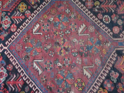 LARGE ANTIQUE QASHQAI MAIN CARPET LARGE RUG SHEKARLU BORDERFILLED WITH TRIBAL MOTIFS PEACOCKS 308CM X 188CM - ADDITIONAL PHOTO 29