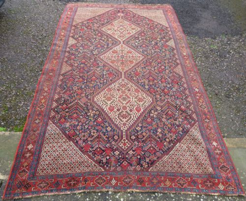 ANTIQUE KHAMSEH TRIBAL MAIN CARPETRARE TRIBAL KHAN FIGURES CIRCA 1870 288CM X 165CM - ADDITIONAL PHOTO 2