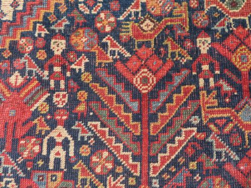 ANTIQUE KHAMSEH TRIBAL MAIN CARPETRARE TRIBAL KHAN FIGURES CIRCA 1870 288CM X 165CM - ADDITIONAL PHOTO 6