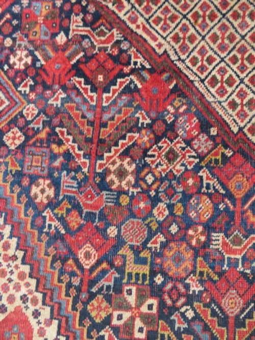 ANTIQUE KHAMSEH TRIBAL MAIN CARPETRARE TRIBAL KHAN FIGURES CIRCA 1870 288CM X 165CM - ADDITIONAL PHOTO 9