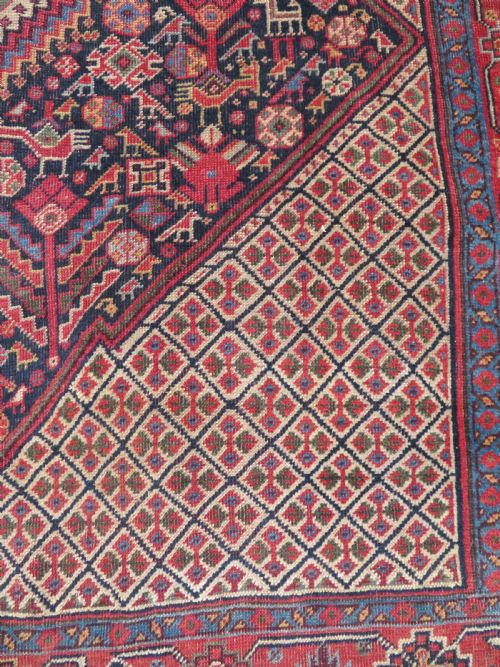 ANTIQUE KHAMSEH TRIBAL MAIN CARPETRARE TRIBAL KHAN FIGURES CIRCA 1870 288CM X 165CM - ADDITIONAL PHOTO 14