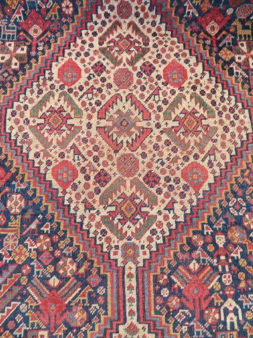 ANTIQUE KHAMSEH TRIBAL MAIN CARPETRARE TRIBAL KHAN FIGURES CIRCA 1870 288CM X 165CM - ADDITIONAL PHOTO 22