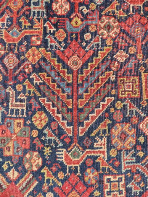 ANTIQUE KHAMSEH TRIBAL MAIN CARPETRARE TRIBAL KHAN FIGURES CIRCA 1870 288CM X 165CM - ADDITIONAL PHOTO 23