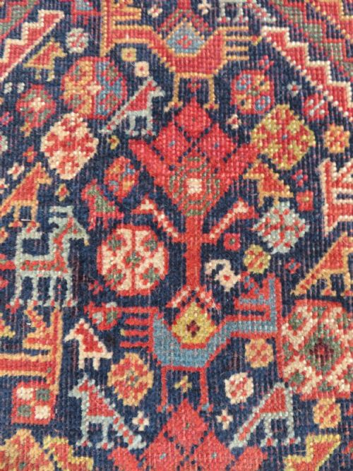 ANTIQUE KHAMSEH TRIBAL MAIN CARPETRARE TRIBAL KHAN FIGURES CIRCA 1870 288CM X 165CM - ADDITIONAL PHOTO 24
