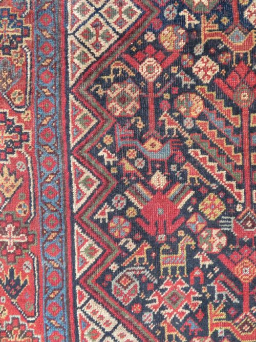 ANTIQUE KHAMSEH TRIBAL MAIN CARPETRARE TRIBAL KHAN FIGURES CIRCA 1870 288CM X 165CM - ADDITIONAL PHOTO 25
