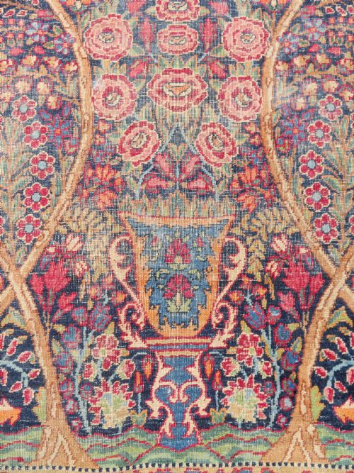 DISTRESSED ANTIQUE KERMAN KIRMAN MILLEFLEURS PRAYER RUG SOUTH PERSIA CIRCA 1860 - ADDITIONAL PHOTO 3