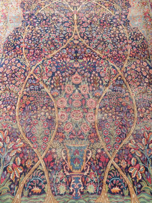 DISTRESSED ANTIQUE KERMAN KIRMAN MILLEFLEURS PRAYER RUG SOUTH PERSIA CIRCA 1860 - ADDITIONAL PHOTO 4
