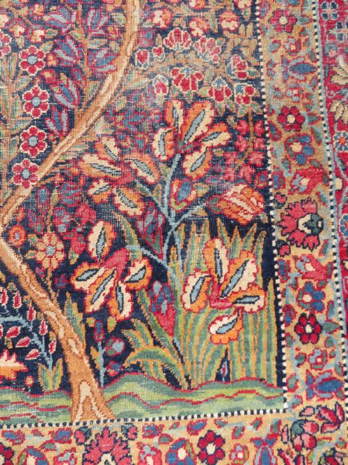 DISTRESSED ANTIQUE KERMAN KIRMAN MILLEFLEURS PRAYER RUG SOUTH PERSIA CIRCA 1860 - ADDITIONAL PHOTO 5