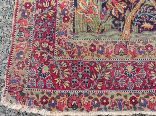 DISTRESSED ANTIQUE KERMAN KIRMAN MILLEFLEURS PRAYER RUG SOUTH PERSIA CIRCA 1860 - ADDITIONAL PHOTO 6