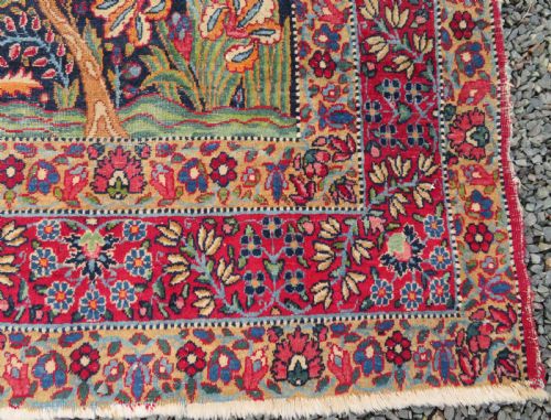 DISTRESSED ANTIQUE KERMAN KIRMAN MILLEFLEURS PRAYER RUG SOUTH PERSIA CIRCA 1860 - ADDITIONAL PHOTO 7