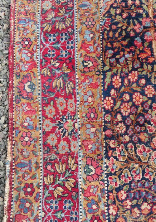 DISTRESSED ANTIQUE KERMAN KIRMAN MILLEFLEURS PRAYER RUG SOUTH PERSIA CIRCA 1860 - ADDITIONAL PHOTO 8