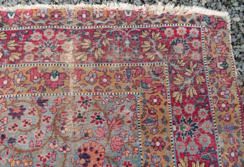 DISTRESSED ANTIQUE KERMAN KIRMAN MILLEFLEURS PRAYER RUG SOUTH PERSIA CIRCA 1860 - ADDITIONAL PHOTO 11