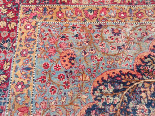 DISTRESSED ANTIQUE KERMAN KIRMAN MILLEFLEURS PRAYER RUG SOUTH PERSIA CIRCA 1860 - ADDITIONAL PHOTO 13