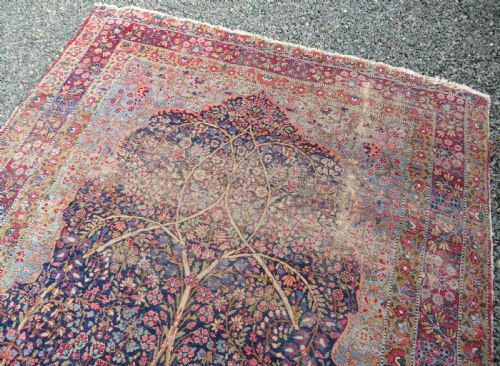 DISTRESSED ANTIQUE KERMAN KIRMAN MILLEFLEURS PRAYER RUG SOUTH PERSIA CIRCA 1860 - ADDITIONAL PHOTO 15