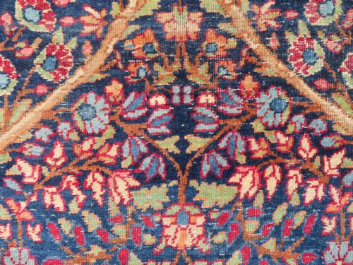 DISTRESSED ANTIQUE KERMAN KIRMAN MILLEFLEURS PRAYER RUG SOUTH PERSIA CIRCA 1860 - ADDITIONAL PHOTO 16