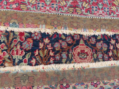 DISTRESSED ANTIQUE KERMAN KIRMAN MILLEFLEURS PRAYER RUG SOUTH PERSIA CIRCA 1860 - ADDITIONAL PHOTO 18