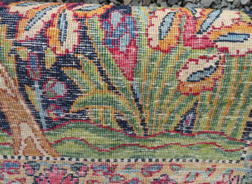 DISTRESSED ANTIQUE KERMAN KIRMAN MILLEFLEURS PRAYER RUG SOUTH PERSIA CIRCA 1860 - ADDITIONAL PHOTO 19