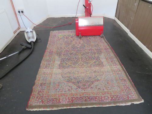 DISTRESSED ANTIQUE KERMAN KIRMAN MILLEFLEURS PRAYER RUG SOUTH PERSIA CIRCA 1860 - ADDITIONAL PHOTO 20